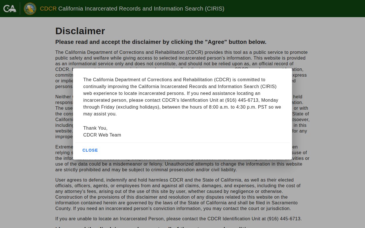 Glenn County state-prison record search through CDCR CIRIS